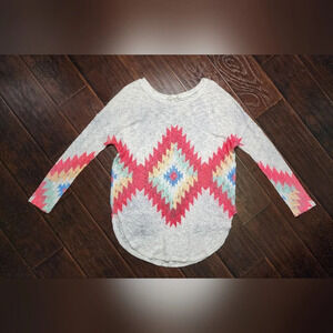 Luna Chic Curved Hem Womens Aztec Sweater